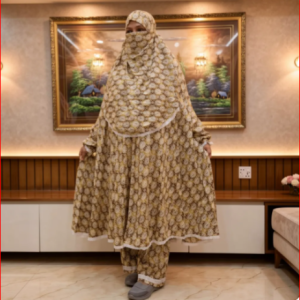 Woman Lilen Fabric Khimar Set WLF126