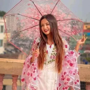 Transparent Cherry Blossom Folding Umbrella