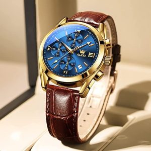 OLEVS 5610 New Luxury Fashion Glass Quartz Analog Men Watch-Water Resistant 3444